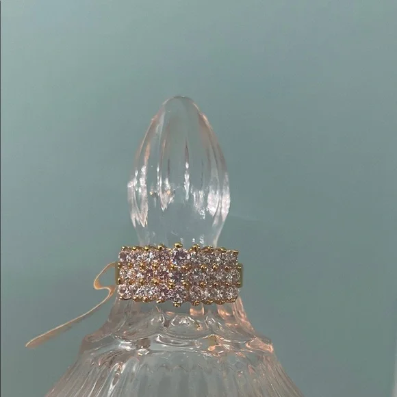 14KT Gold Plated 3 Row CZ Ring - Picture 6 of 9